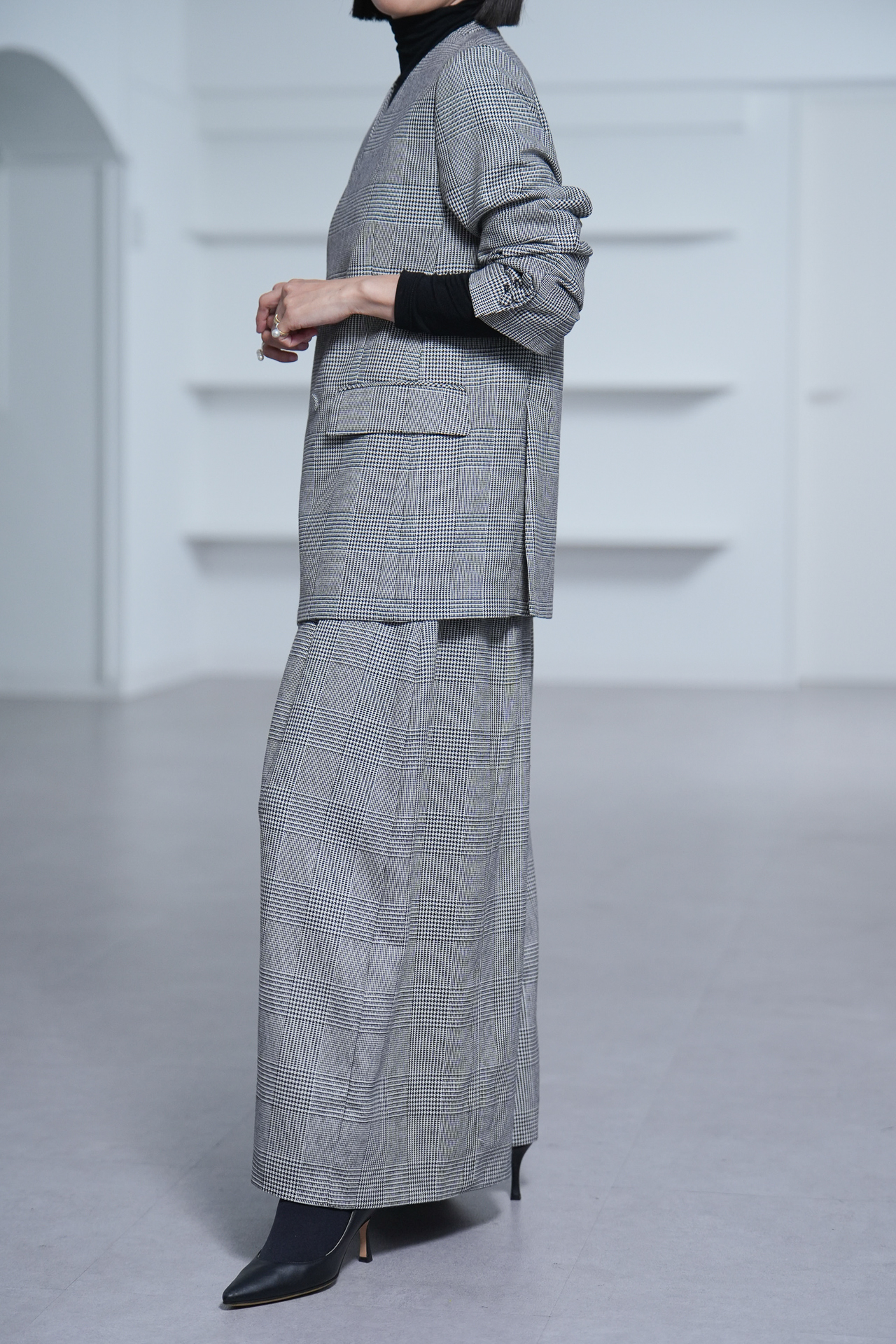 Fred Glen Check　White/Blackの画像