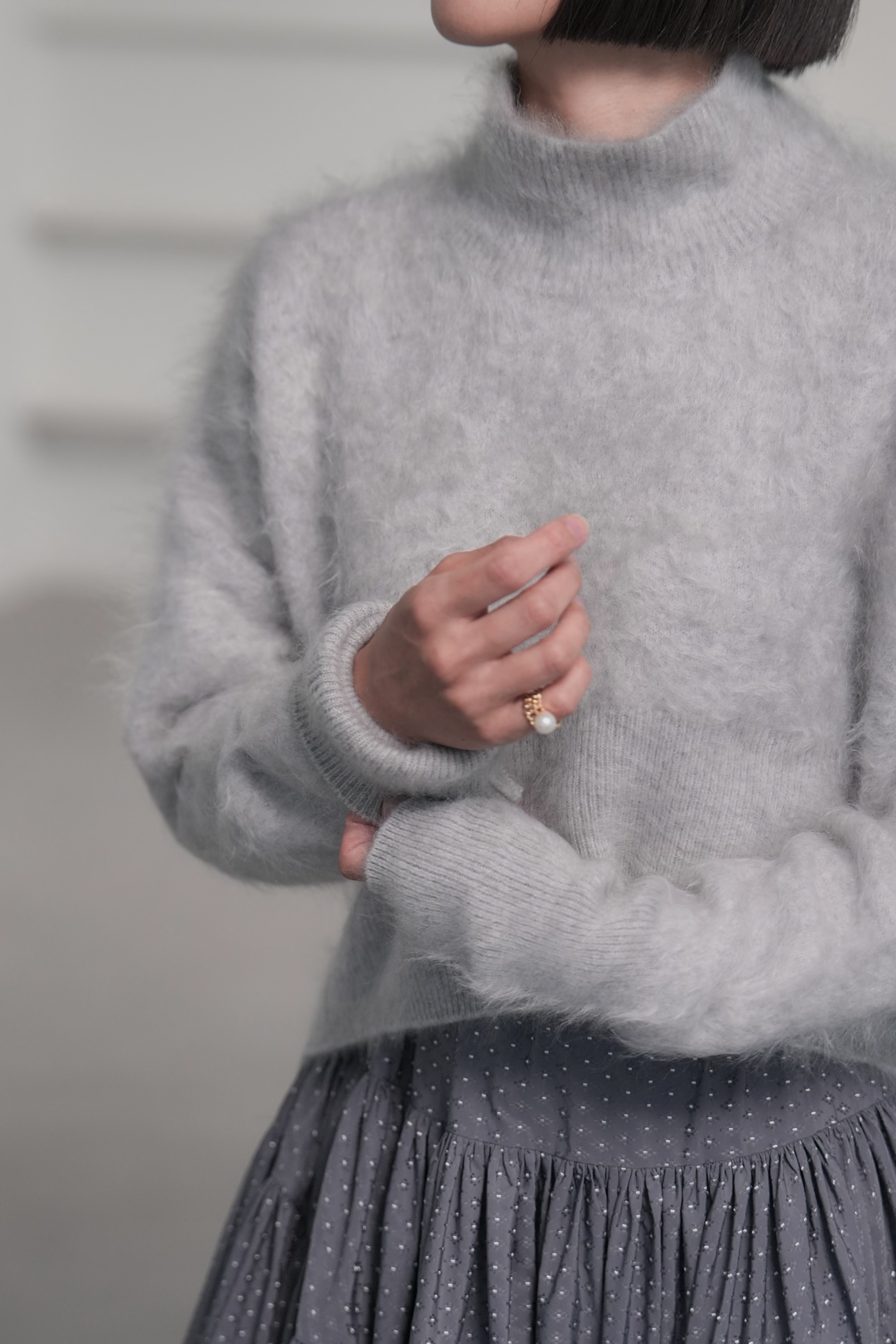 Alma Fur Cashmere High Neck IceGrayの画像