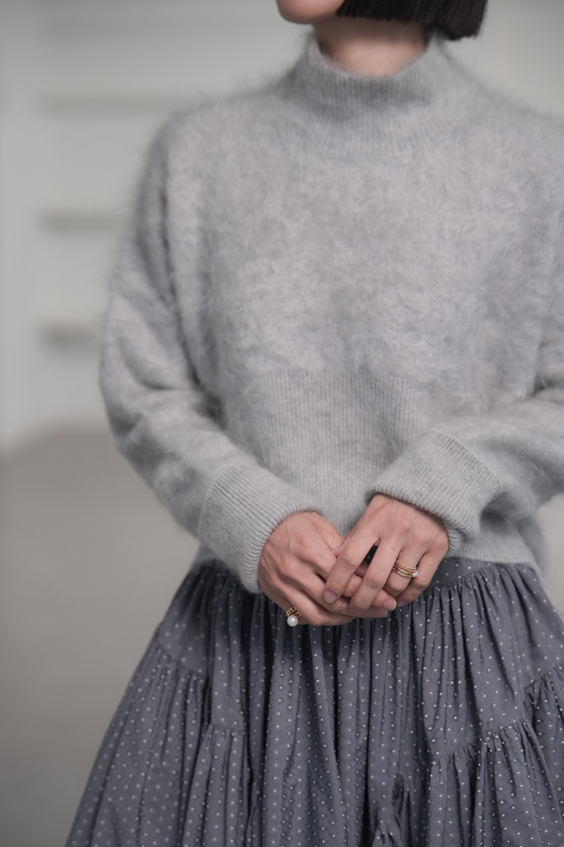 Alma Fur Cashmere High Neck IceGrayの画像