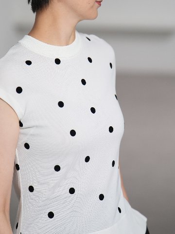 Inez Sheer Dot OffWhite/Black | SHE Tokyo online shop