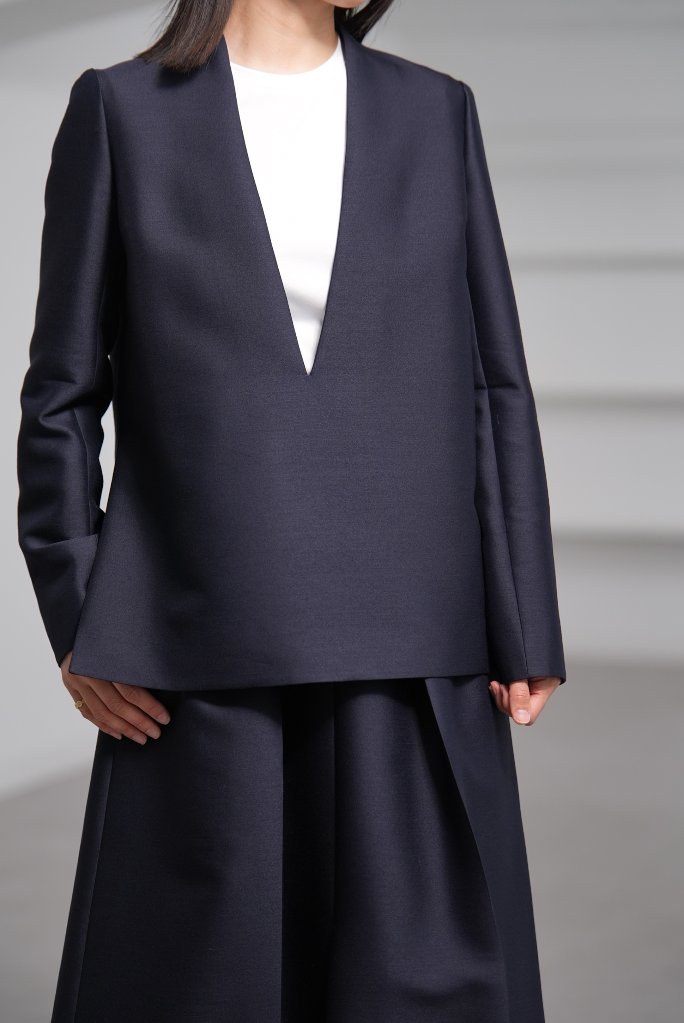 【11月上旬-11月中旬デリバリー予定】Glen Silk Wool Navyの画像