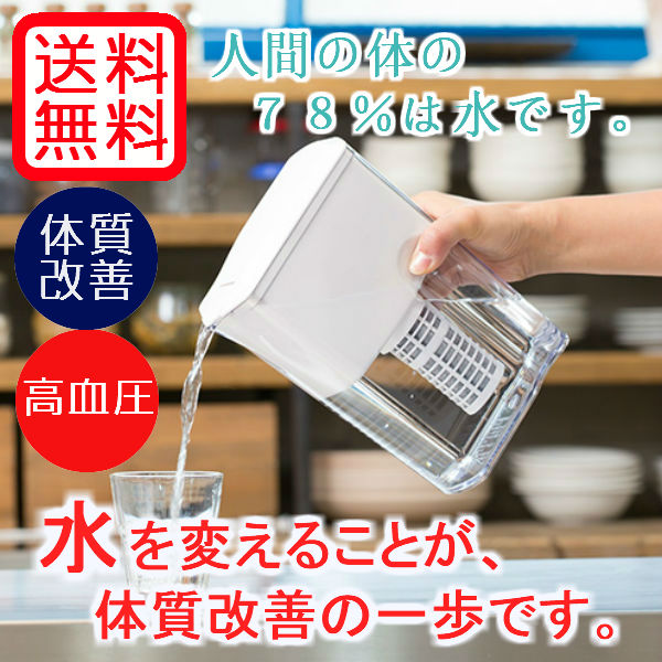 【送料無料】日本初！銀イオン不使用  ULeAU（ウルオ）ポット型浄水器（カートリッジ付）画像