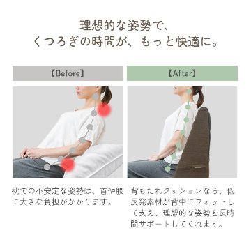 【背もたれクッション】ベッドやリビングなどで使用するクッションの画像