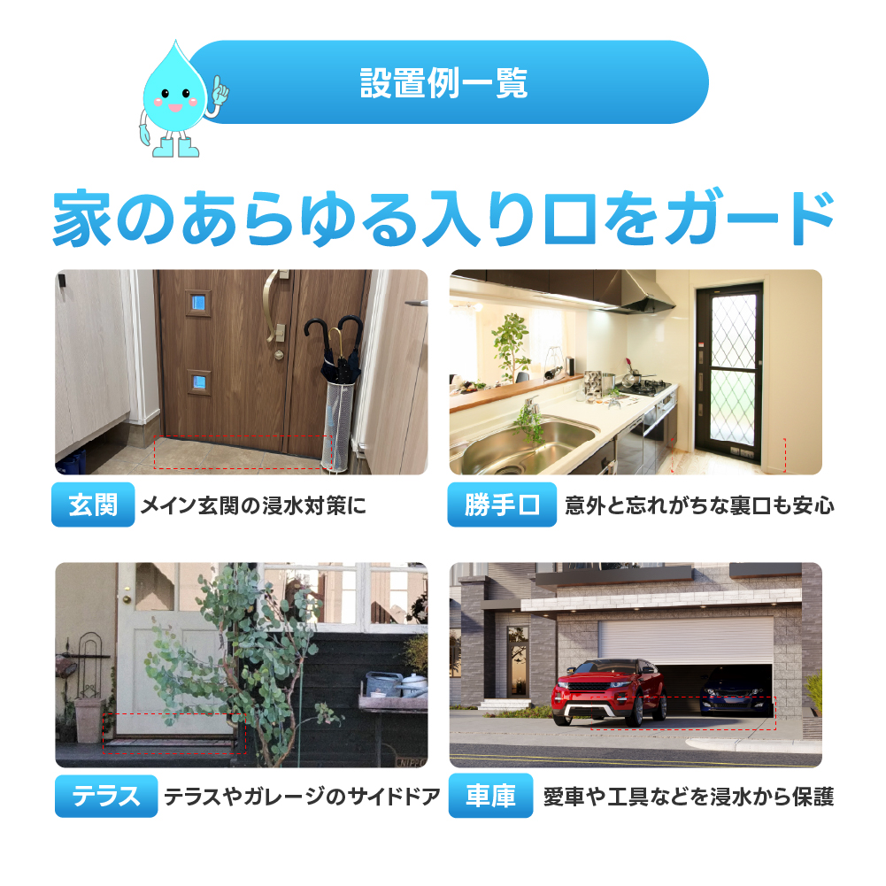 防水板 【玄関ドア・窓の幅に合わせてサイズ指定可能】止水パネル 防水板 サイズ指定可能 台風 ゲリラ豪雨 玄関 勝手口 窓 床上浸水防止 ポリエチレン 軽量 日本製の画像