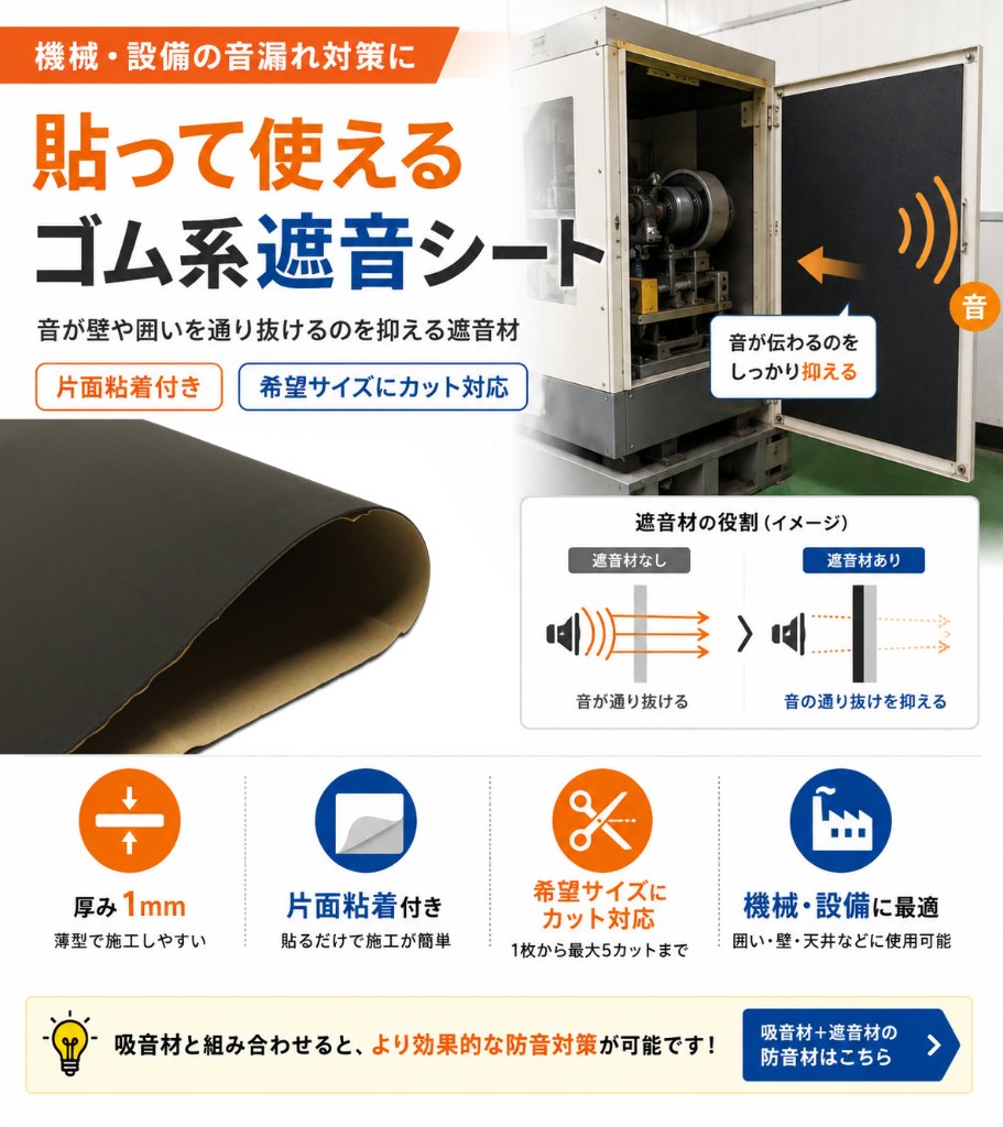 【音漏れ防止】遮音材 遮音シート 遮音ゴム 両面テープ付｜スポンジ専門店ソフトプレンの画像