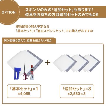 【柔らかめ】椅子張り替えセット 道具一式+ウレタンスポンジセット　1脚分の画像