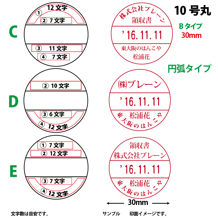 サンビー　データ印　10号円弧　B型 30mmの画像
