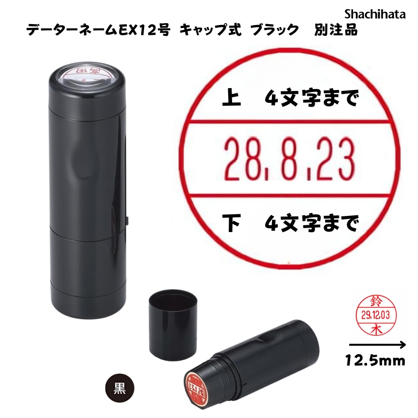 シヤチハタ　データーネームEX12号 キャップ式 【別注品】[印面サイズ]12.5mm丸 [書体]8書体 [インキ色]6色の画像