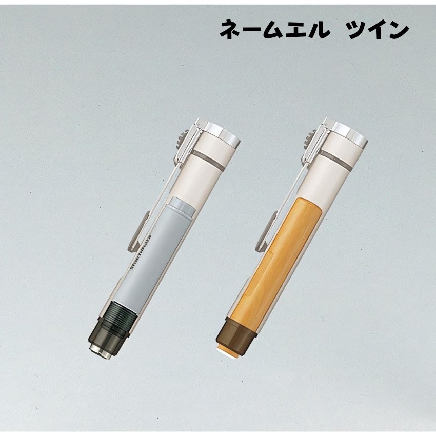 シヤチハタ　ネームエル ツイン パールブルー　直径9mm [書体]楷書体 [既製品]2,064氏名直径6mm [書体]楷書体 [インキ色]朱色 [既製品]1,402氏名の画像