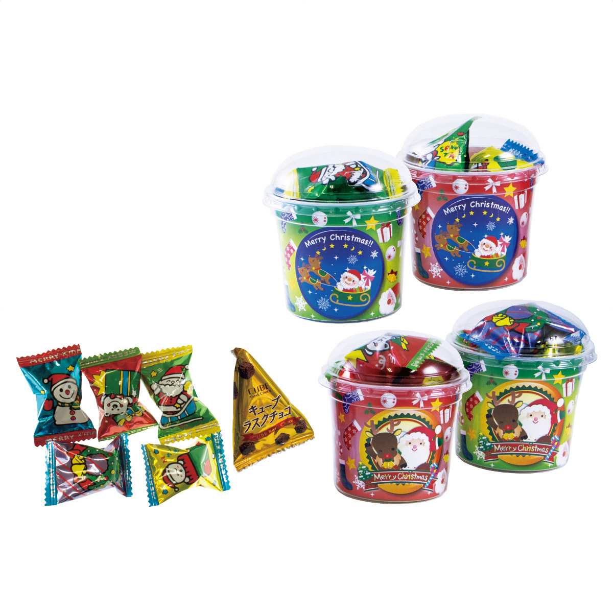 ｸﾘｽﾏｽお菓子ｶｯﾌﾟ72個ｾｯﾄの画像