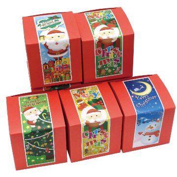 クリスマスキュービックお菓子ボックス100個セットの画像