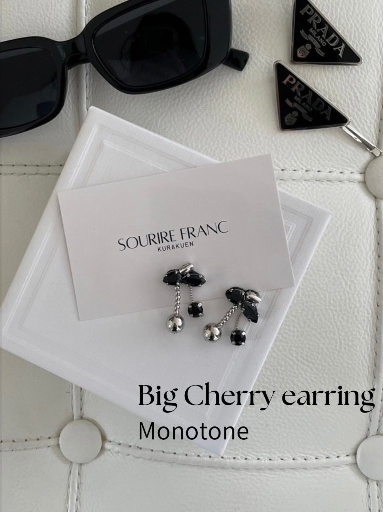 Big MonotoneCherry Earringの画像