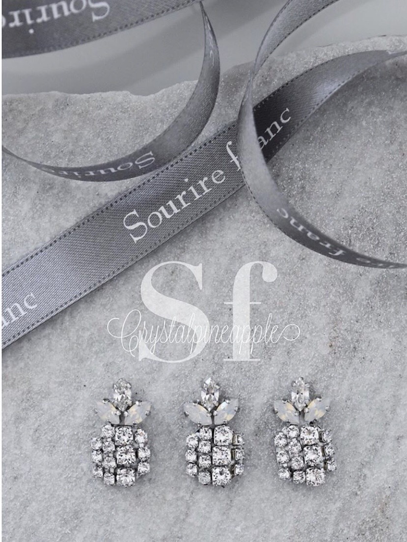 Sf Crystal Bijou Pineapple 大人パイナップル ピアス・イヤリング(オリジナルベース）の画像
