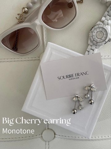 Big MonotoneCherry Earringの画像