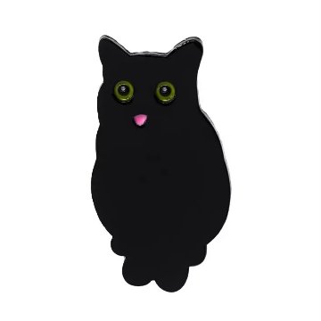 ベロをしまい忘れた黒猫*ピンバッヂ画像