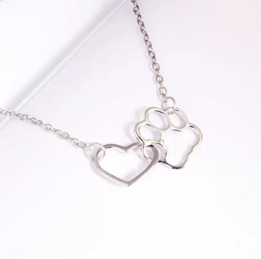 肉球ハート*ネックレス*シルバーの画像