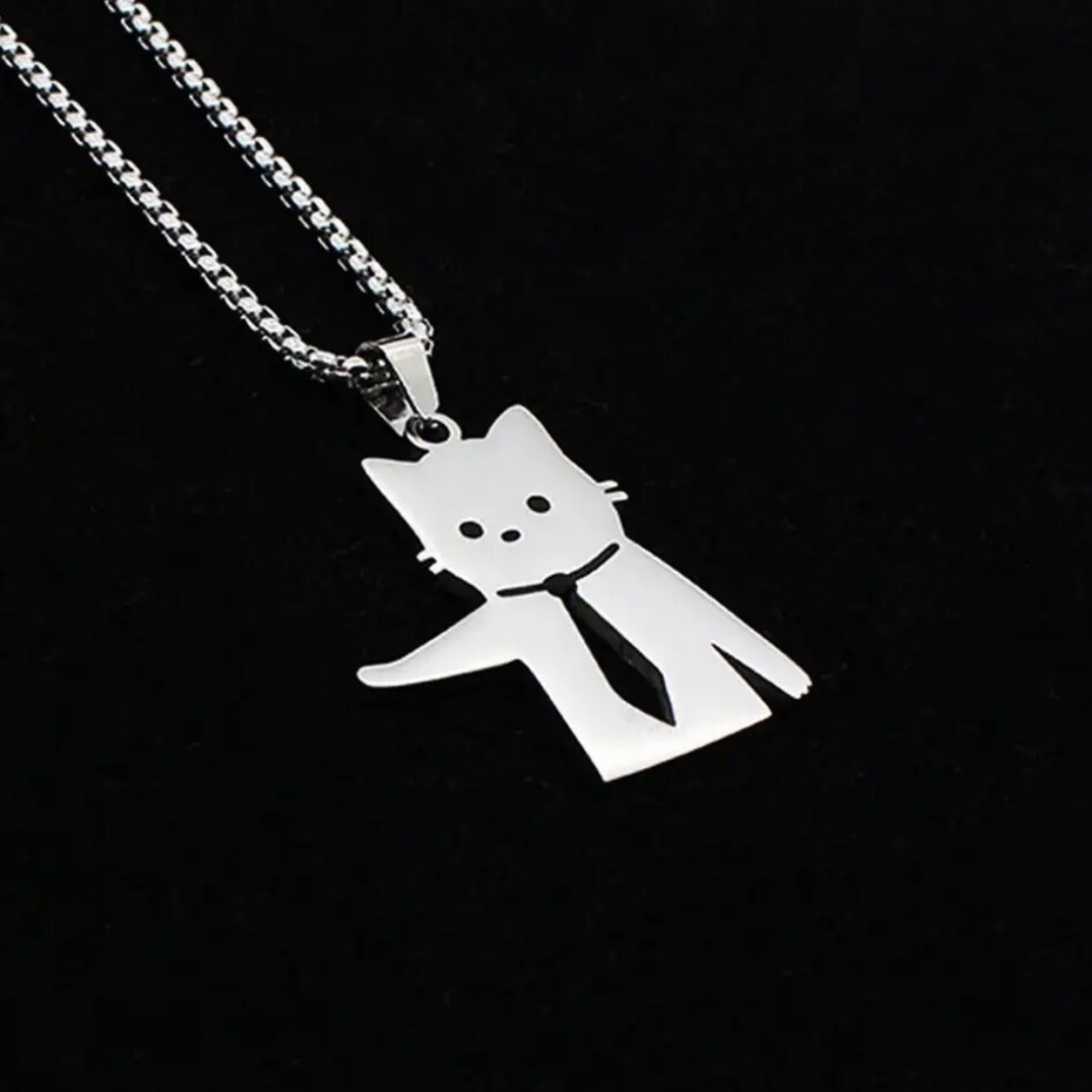 【1点】ネクタイ猫ネックレス画像