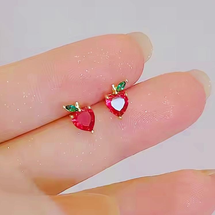 【1点】りんごピアス*ゴールドの画像