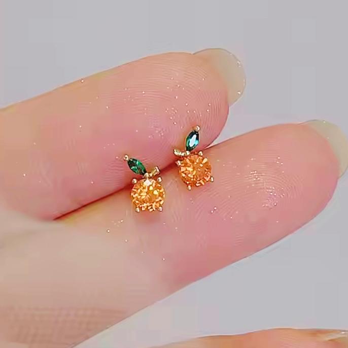 【1点】オレンジピアス*ゴールドの画像