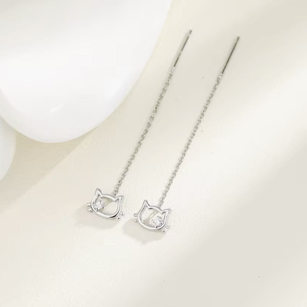 猫ドロップピアス*925シルバーの画像