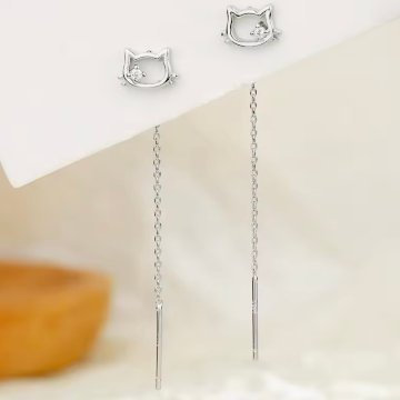 猫ドロップピアス*925シルバーの画像