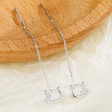 猫ドロップピアス*925シルバーの画像