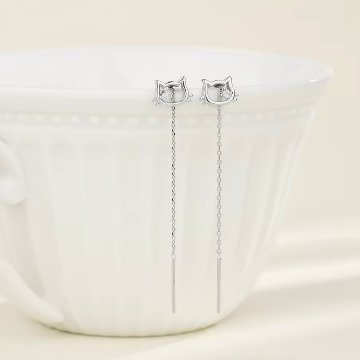 猫ドロップピアス*925シルバーの画像