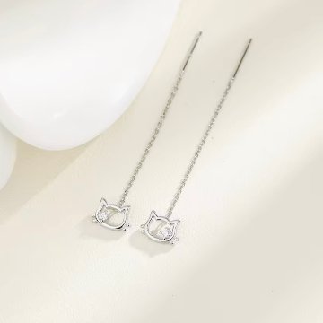 猫ドロップピアス*925シルバーの画像