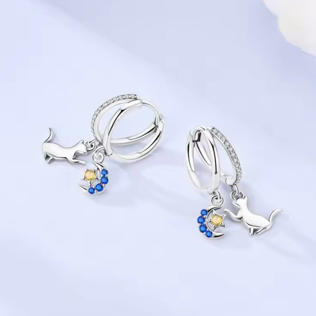 【1点】猫リングピアス*ブルーの画像