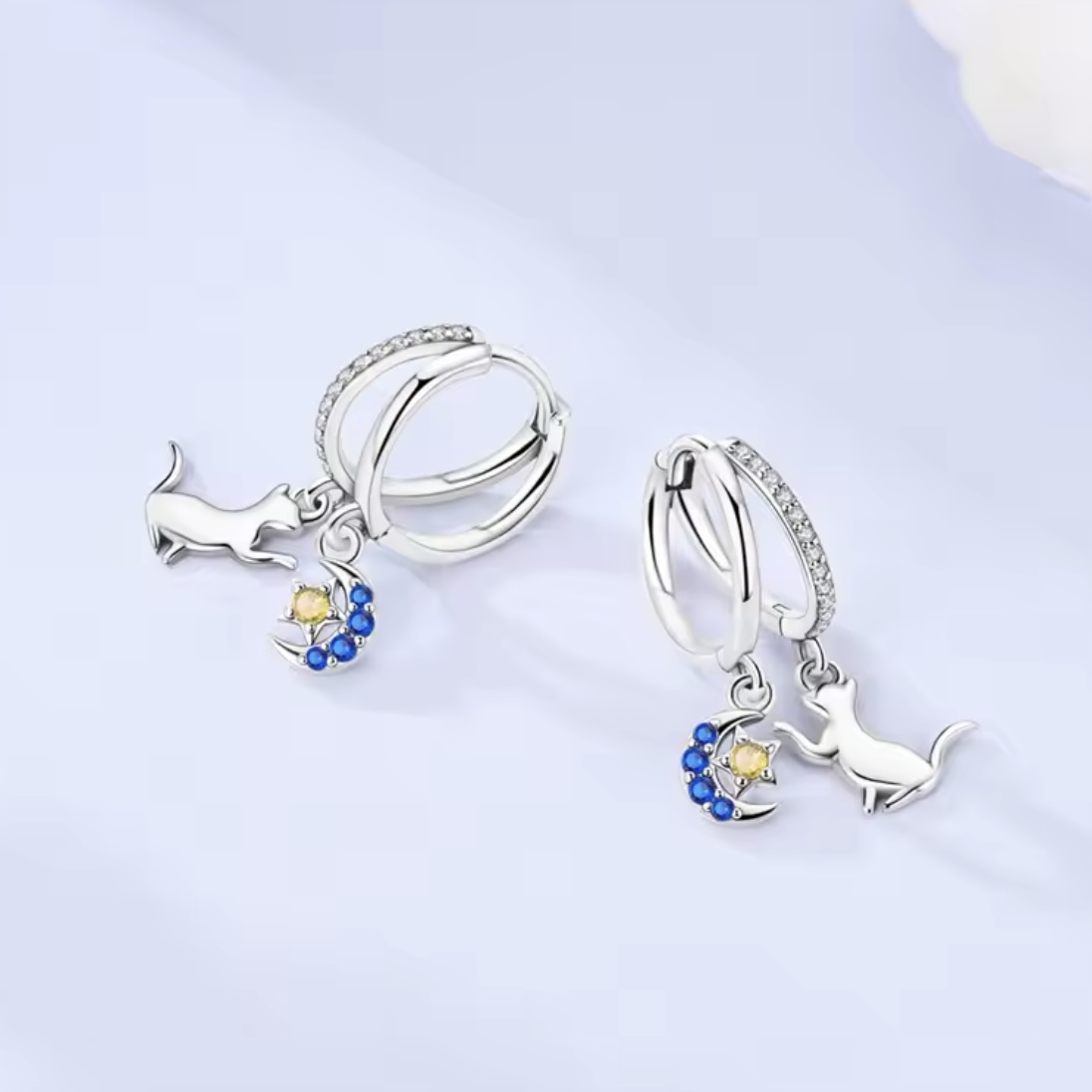 【1点】猫リングピアス*ブルーの画像