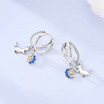 【1点】猫リングピアス*ブルーの画像