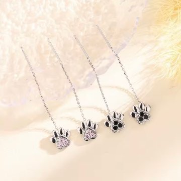 肉球ドロップピアス*925シルバーの画像