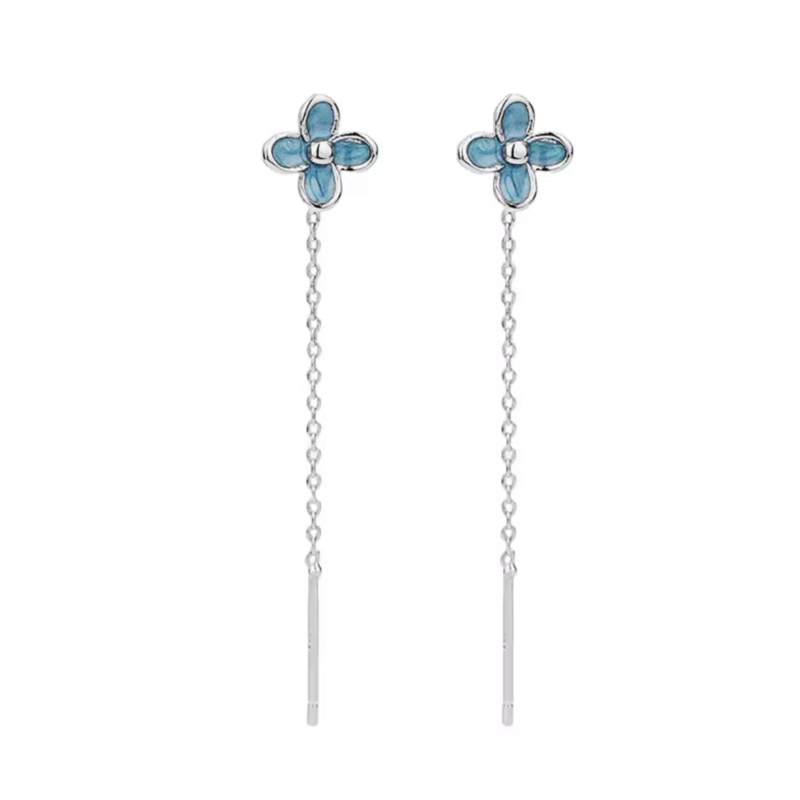 青い花ドロップピアス*925シルバーの画像