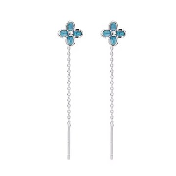 青い花ドロップピアス*925シルバーの画像