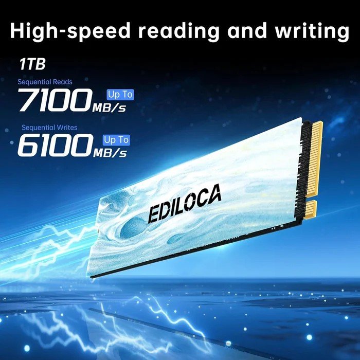 EDILOCA EN880E NVMe M.2 2280 1TB PCIe4.0 Gen4x4 3D NAND SSD 内蔵ソリッドステートドライブの画像
