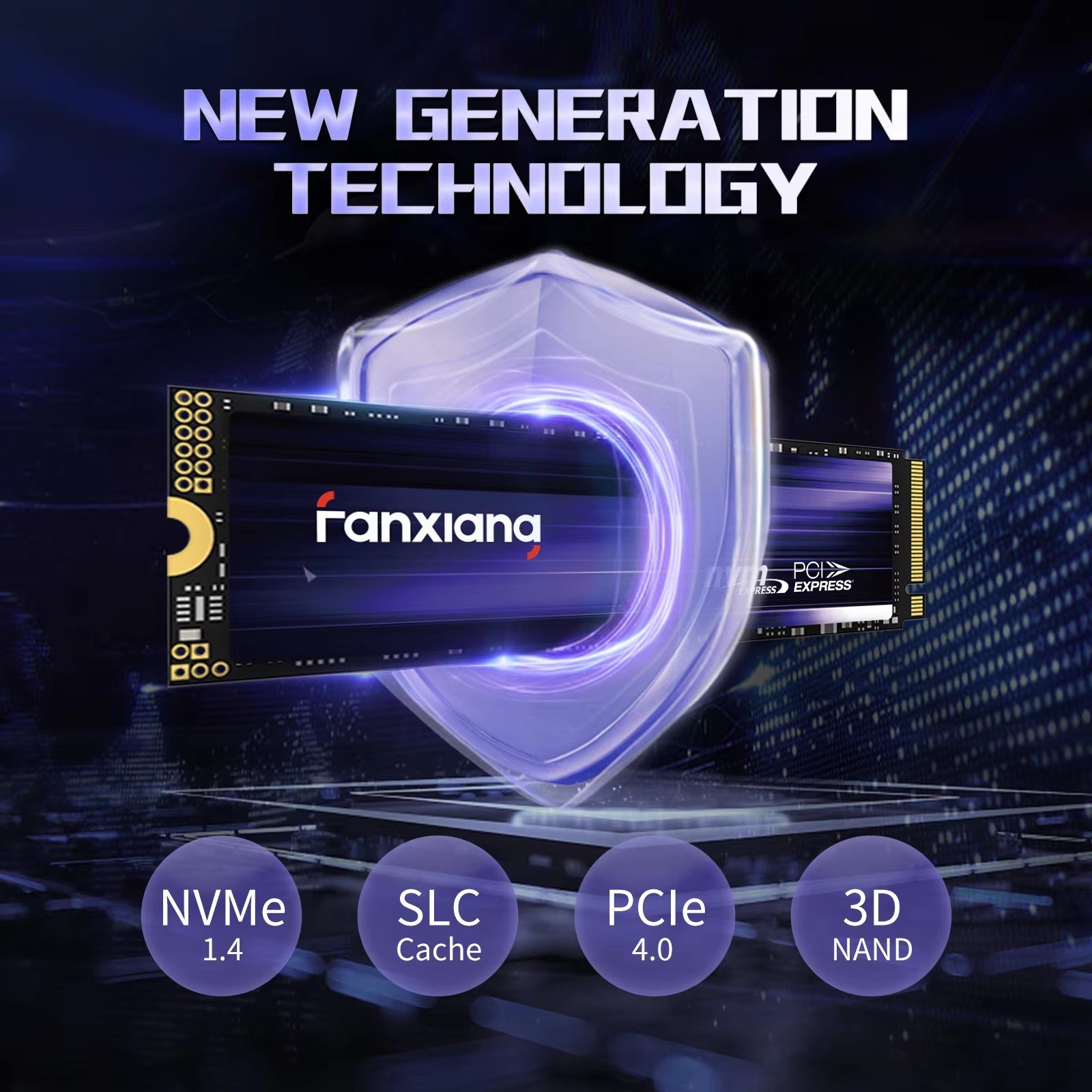 Fanxiang S880 NVMe M.2 2280 SSD PCIe Gen4.0x4 Read7300MB/s Write:6800MB/s 2TB  ドライブの画像