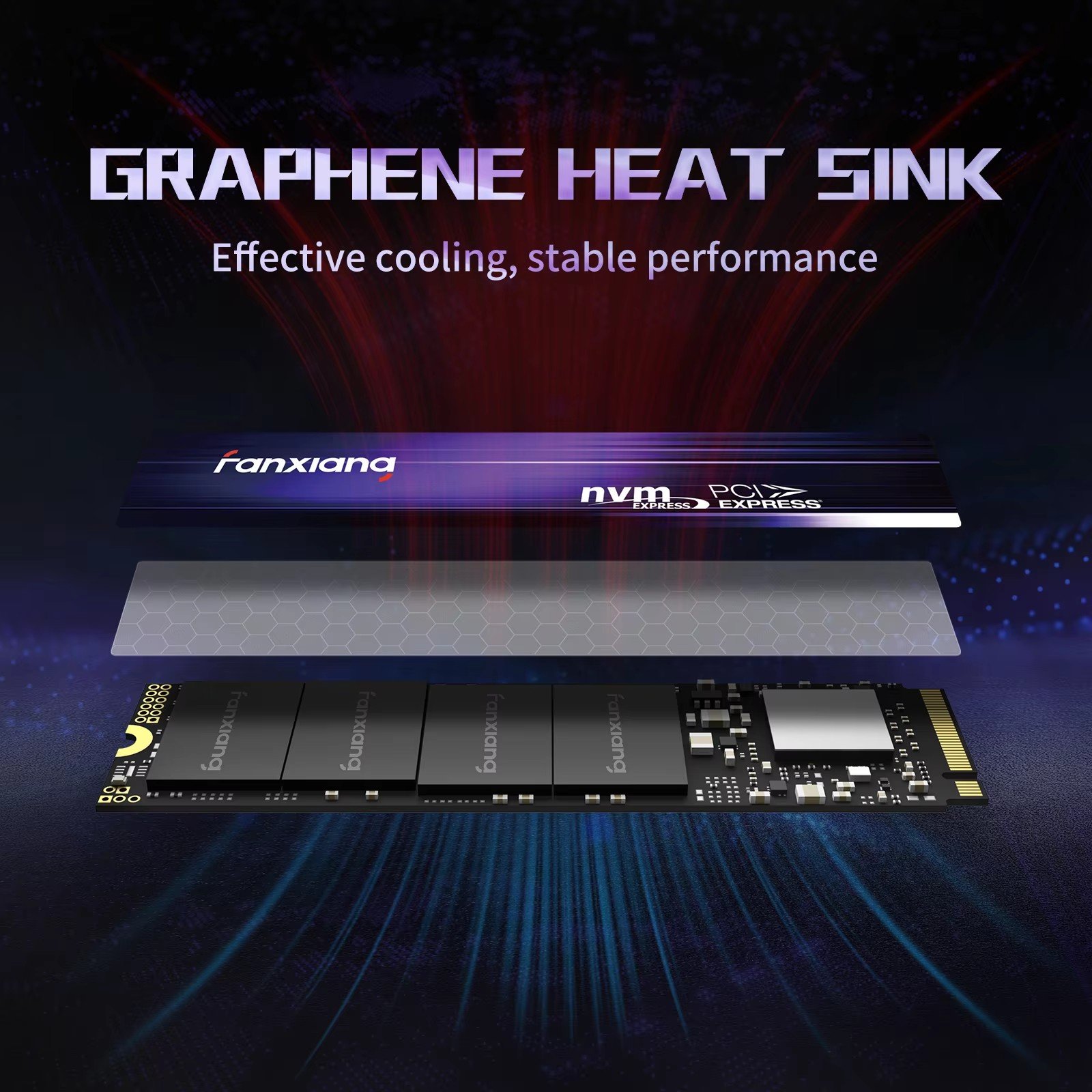 Fanxiang S880 NVMe M.2 2280 SSD PCIe Gen4.0x4 Read7300MB/s Write:6800MB/s 1TB  ドライブの画像