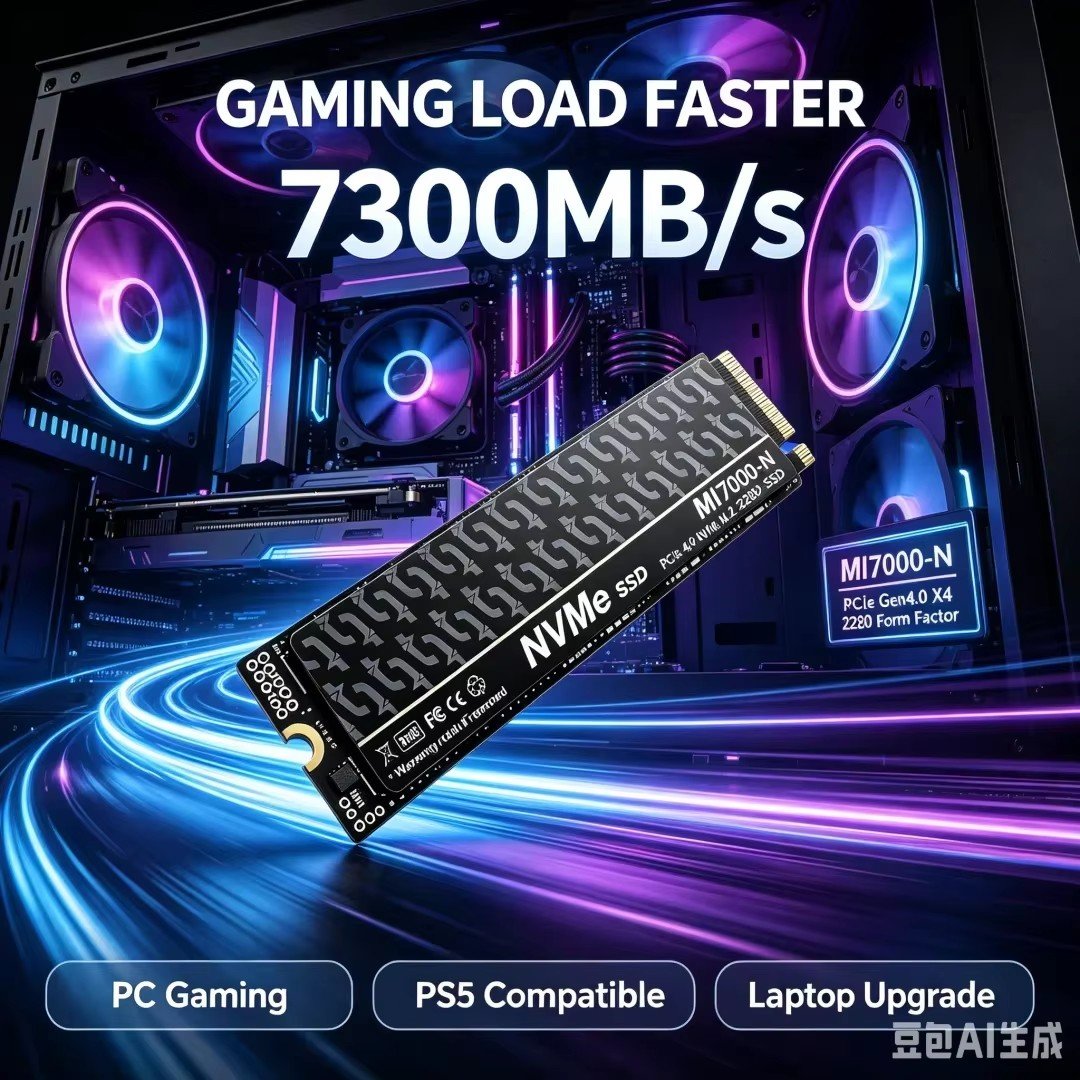 MI7000-N NVMe M.2 2280 4TB PCIe4.0 Gen4x4 3D NAND SSDソリッドステートドライブ ゲーミング PS5 パソコンの画像
