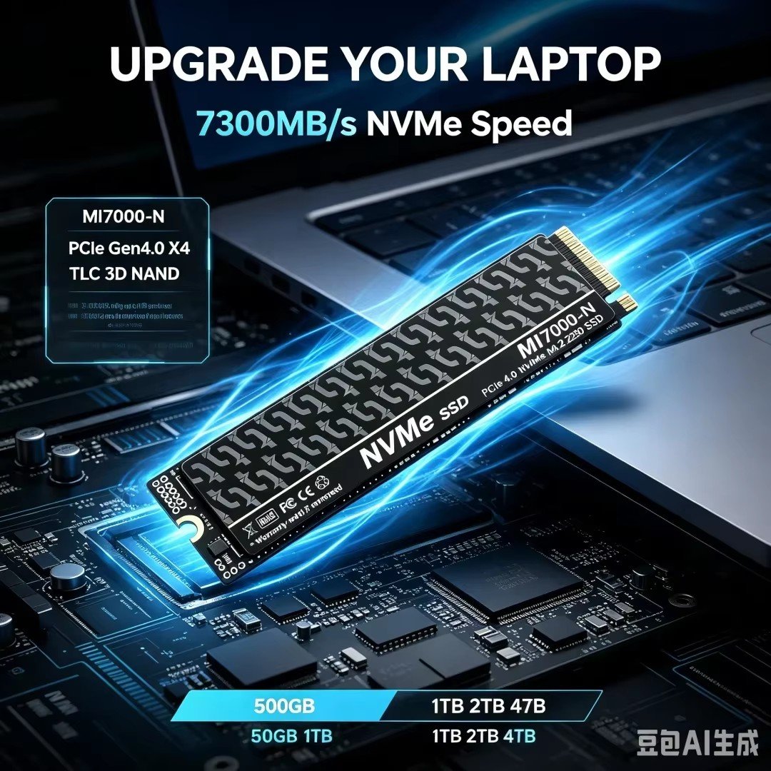 MI7000-N NVMe M.2 2280 4TB PCIe4.0 Gen4x4 3D NAND SSDソリッドステートドライブ ゲーミング PS5 パソコンの画像