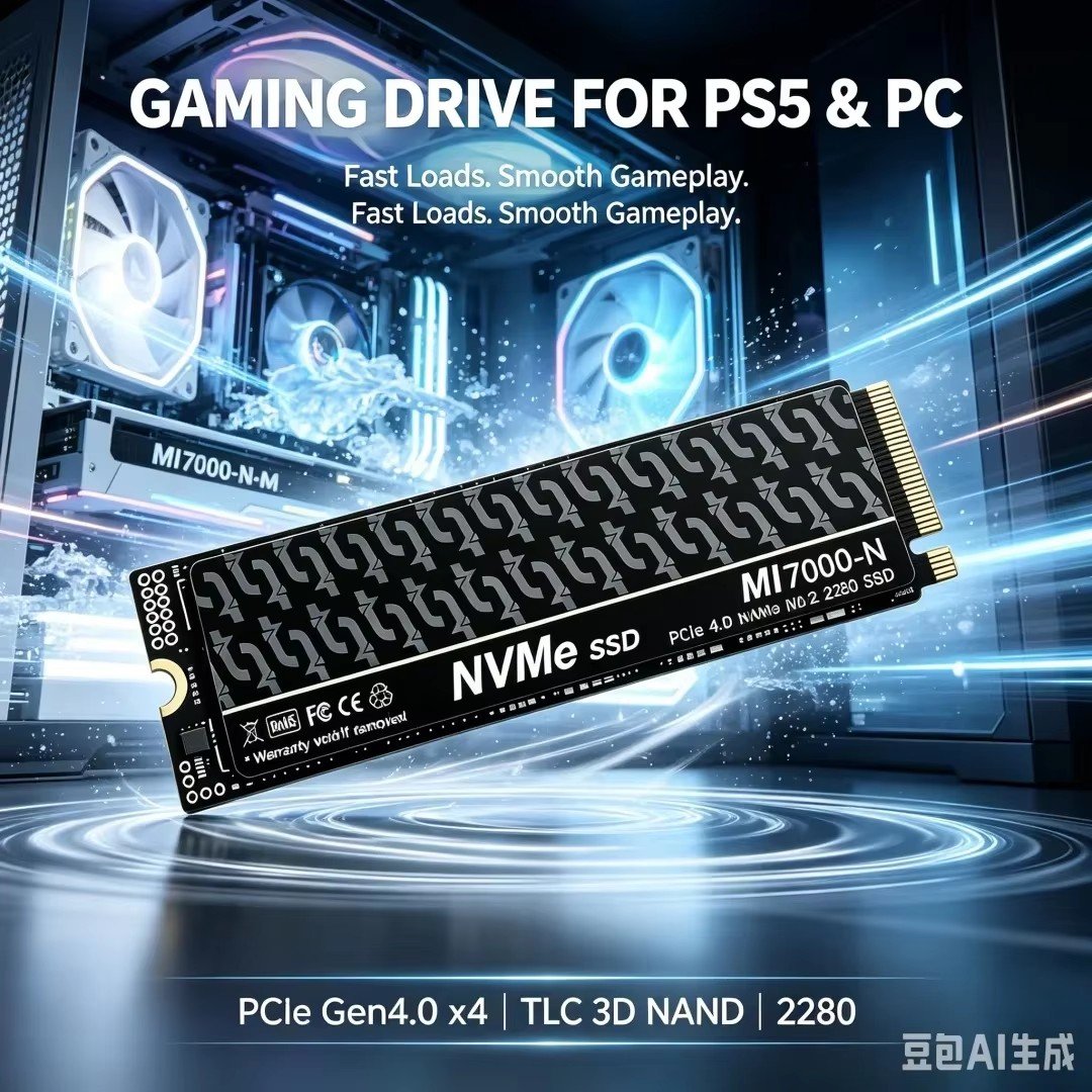 MI7000-N NVMe M.2 2280 4TB PCIe4.0 Gen4x4 3D NAND SSDソリッドステートドライブ ゲーミング PS5 パソコンの画像