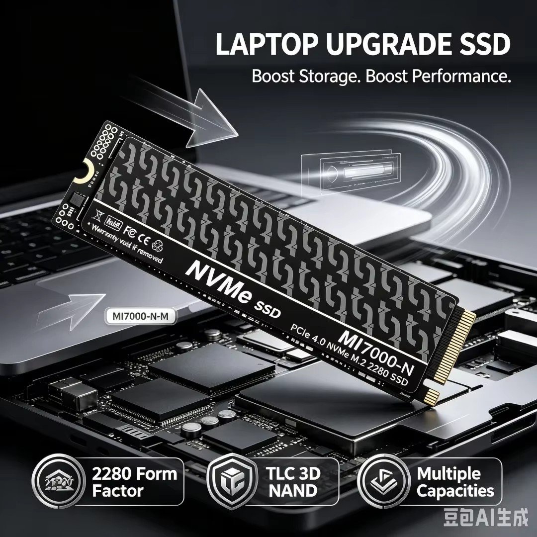 MI7000-N NVMe M.2 2280 4TB PCIe4.0 Gen4x4 3D NAND SSDソリッドステートドライブ ゲーミング PS5 パソコンの画像
