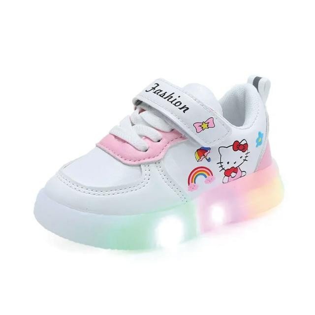 キティちゃん ハローキティ 点滅ライト付き LED光る靴 子ども 靴 短靴 スニーカー シューズ 短靴 サンダル スリッパ 女の子 キッズ ガールズ シューズ ランニング 通園 通学 遠足 ハイキングの画像