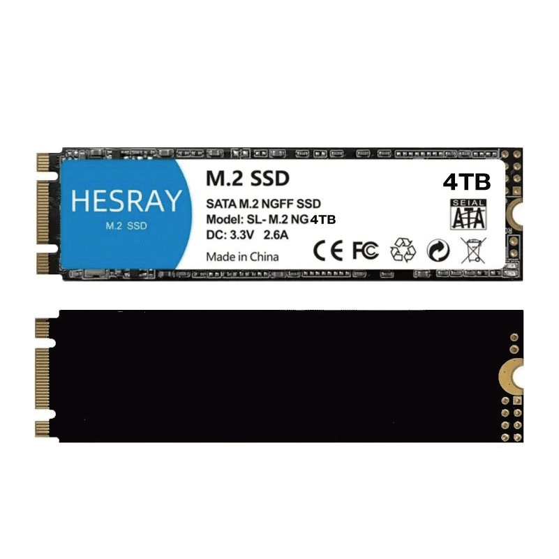 HESRAY M.2 2280 NGFF SSD 4TB SATA III NAND Read:7000MBs Write