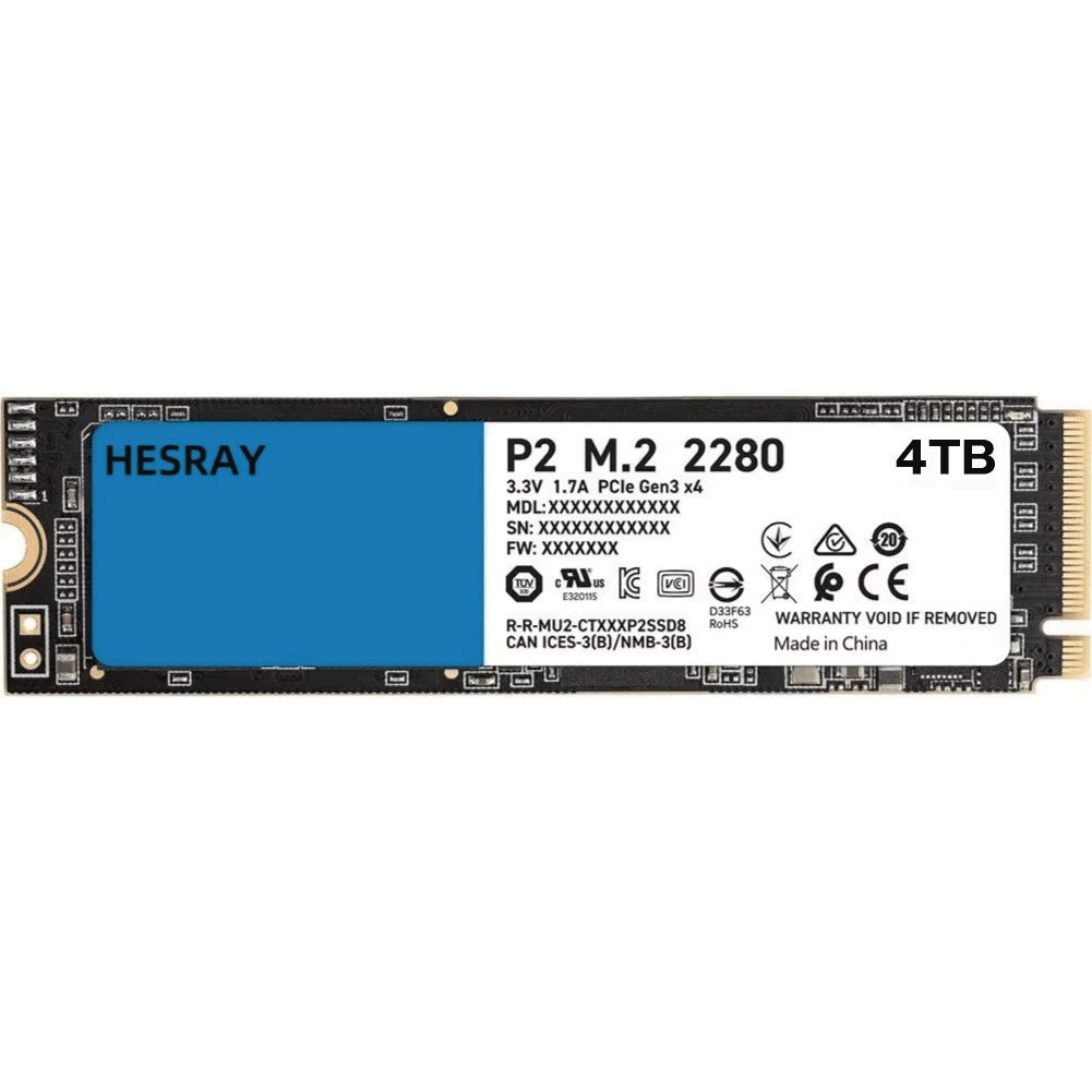 HESRAY NVMe M.2 2280 4TB PCIe3.0 Gen3x4 3D NAND SSD 内蔵ソリッドステートドライブの画像