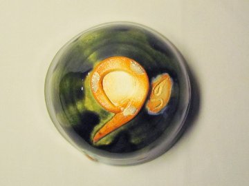 織部大地茶碗（緑山の滝-1）　桐箱付き画像