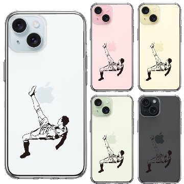 iPhone15 側面ソフト 背面ハード ハイブリッド クリア ケース サッカー オーバーヘッドキックの画像