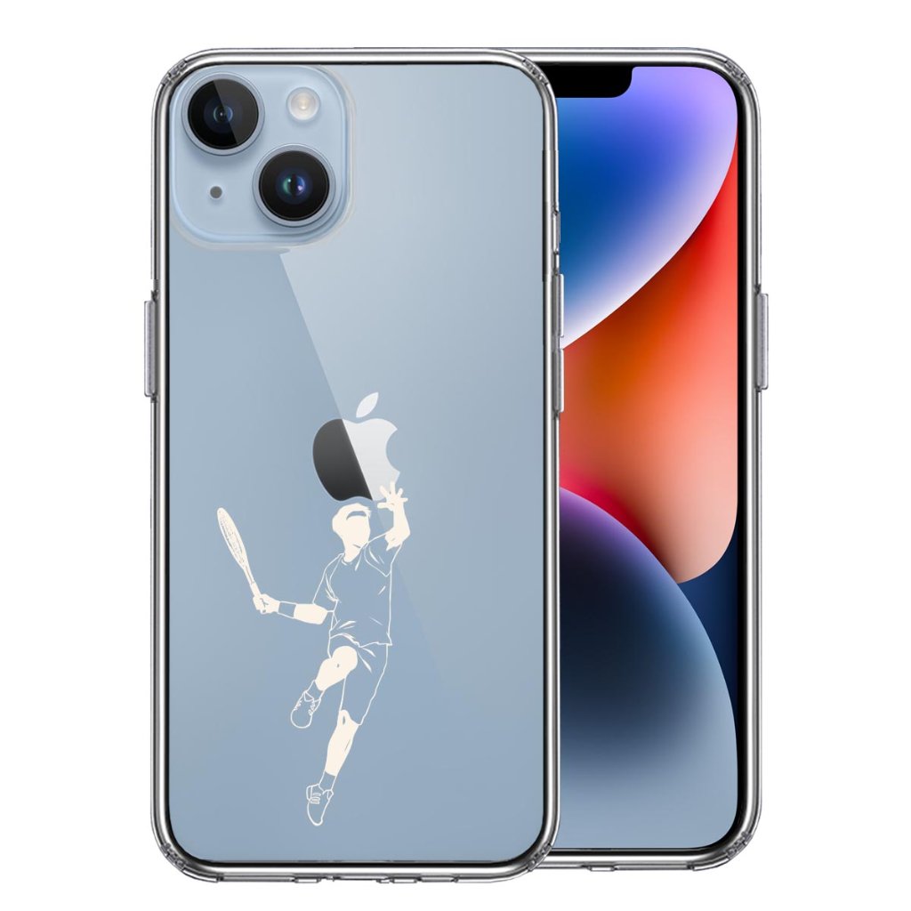 iPhone14ケース iPhoneカバー 側面ソフト 背面ハード ハイブリッド クリア ケース テニス ホワイトの画像
