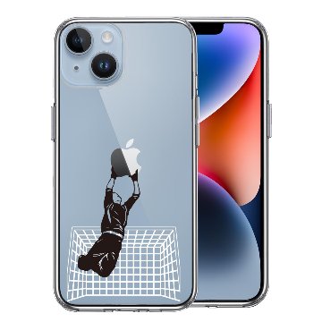 iPhone14ケース iPhoneカバー 側面ソフト 背面ハード ハイブリッド クリア ケース サッカーGK ジャンピングキャッチの画像