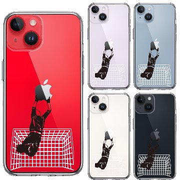 iPhone14ケース iPhoneカバー 側面ソフト 背面ハード ハイブリッド クリア ケース サッカーGK ジャンピングキャッチの画像