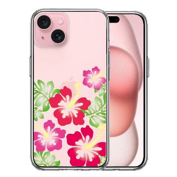 iPhone15ケース iPhoneカバー 側面ソフト 背面ハード ハイブリッド クリア ケース ハイビスカス レッドの画像